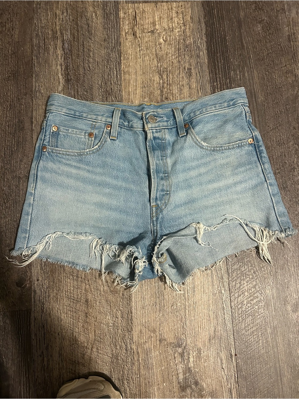 Levi's Light Blue Distressed Denim Cutoff Shorts